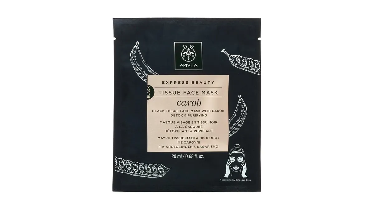 Apivita Tissue Μάσκα Προσώπου για Αποτοξίνωση και Καθαρισμό με Χαρούπι 20 ml