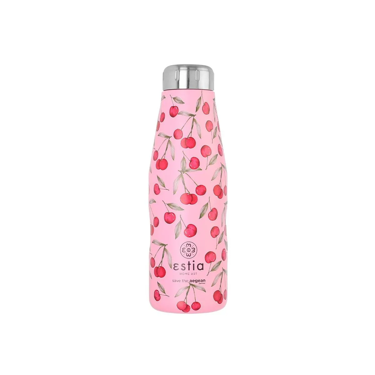 Estia Travel Flask 500ml Cherry Rose Μπουκάλι Θερμός Ανοξείδωτο