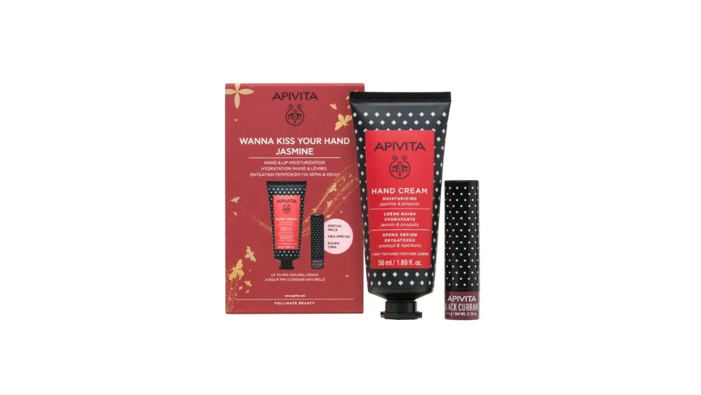 Apivita Wanna Kiss Your Hand Jasmine Κρέμα Χεριών 50ml +Lip Care Black Currant