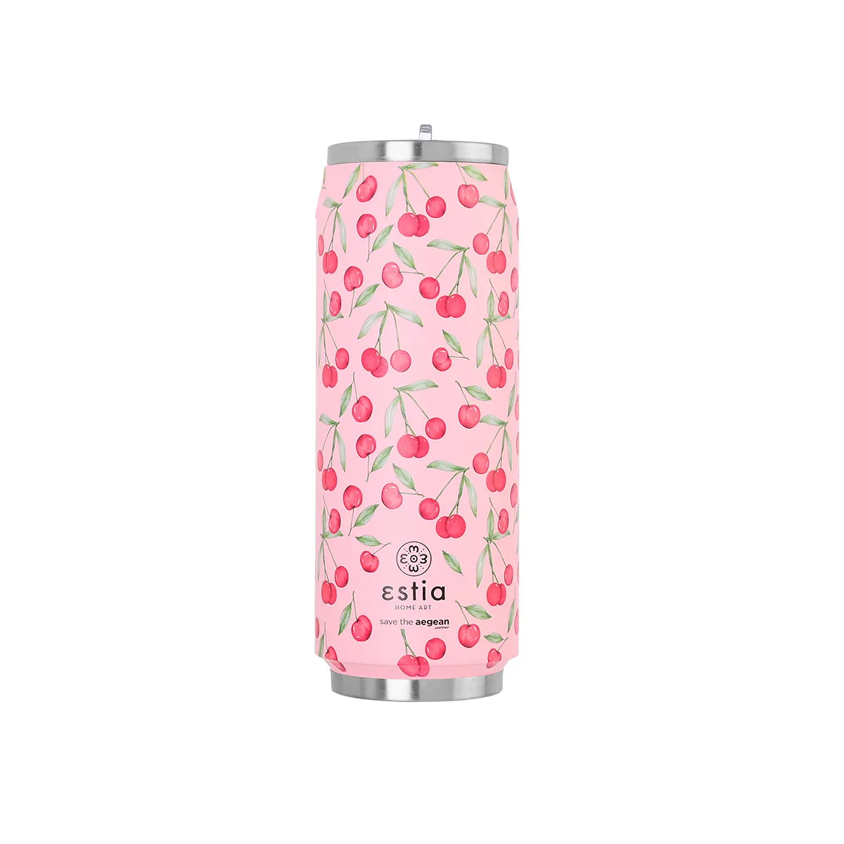 Estia Travel Cup 500ml Cherry Rose Ποτήρι Θερμός Ανοξείδωτο