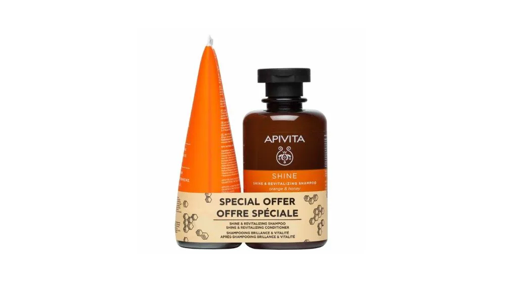 Apivita Σαμπουάν Λάμψης με Πορτοκάλι & Μέλι 250ml & Μαλακτική Κρέμα