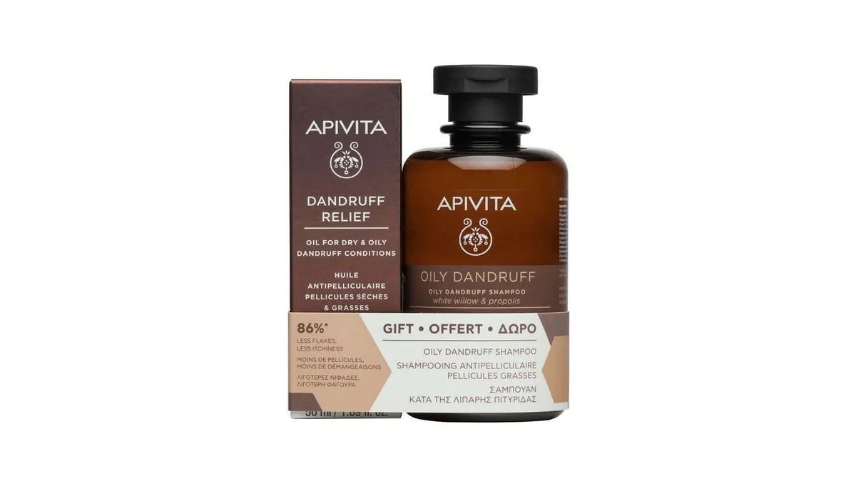 Apivita Promo Pack Λάδι Κατά Της Ξηροδερμίας και Της Πιτυρίδας 50 ml με Δώρο Σαμπουάν Κατά Της Λιπαρής Πιτυρίδας με Λευκή Ιτιά & Πρόπολη 250 ml