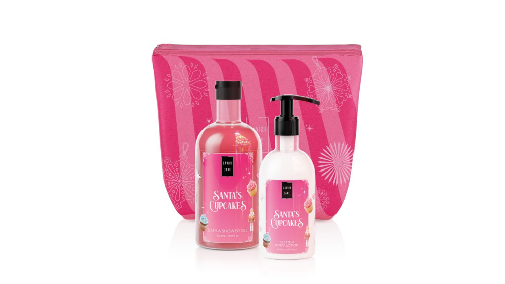 Lavish Care Santa's Cupcakes Bath & Shower Gel + Glitter Body Lotion