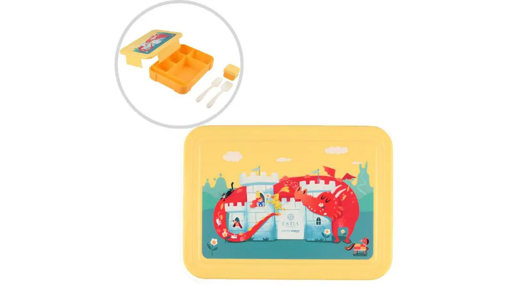 Estia Φαγητοδοχείο Με Χωρίσματα & Κουτάλι & Πιρούνι Fortress Dragon