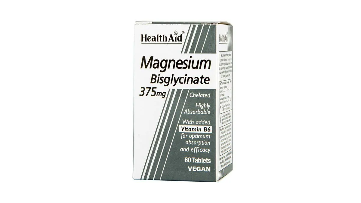 Health Aid Magnesium Bisglycinate 375mg & Vitamin B6 60tabs