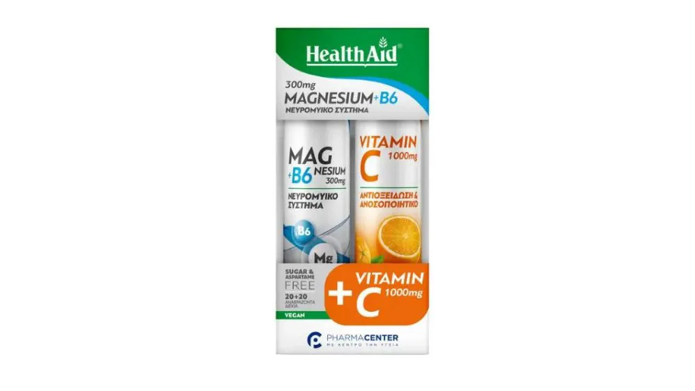 Health Aid Effev. Magnesium B6 + Vitamin C 1000mg 1+1 20+20 tabs