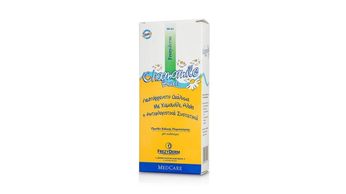 Frezyderm Baby Chamomile Bath Λεπτόρρευστο Διάλυμα για την ανακούφιση & περιποίηση του ερεθισμένου & ευαίσθητου δέρματος 200 ml