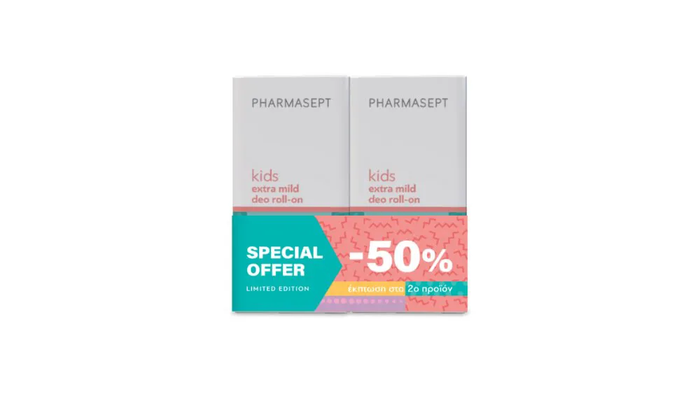 Pharmasept Promo (-50% στο 2ο προϊόν) Kids Extra Mild Deo Roll-on , 2x50ml