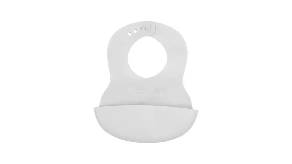 BabyOno Σαλιάρα Σιλικόνης με Θήκη Γκρι