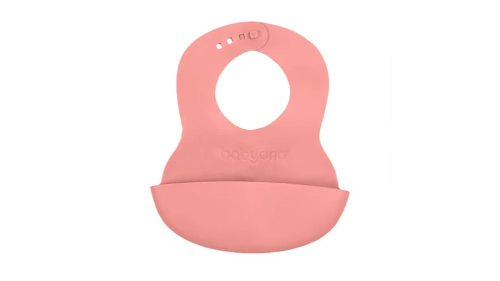 BabyOno Σαλιάρα Σιλικόνης με Θήκη  6m+  Κοραλί