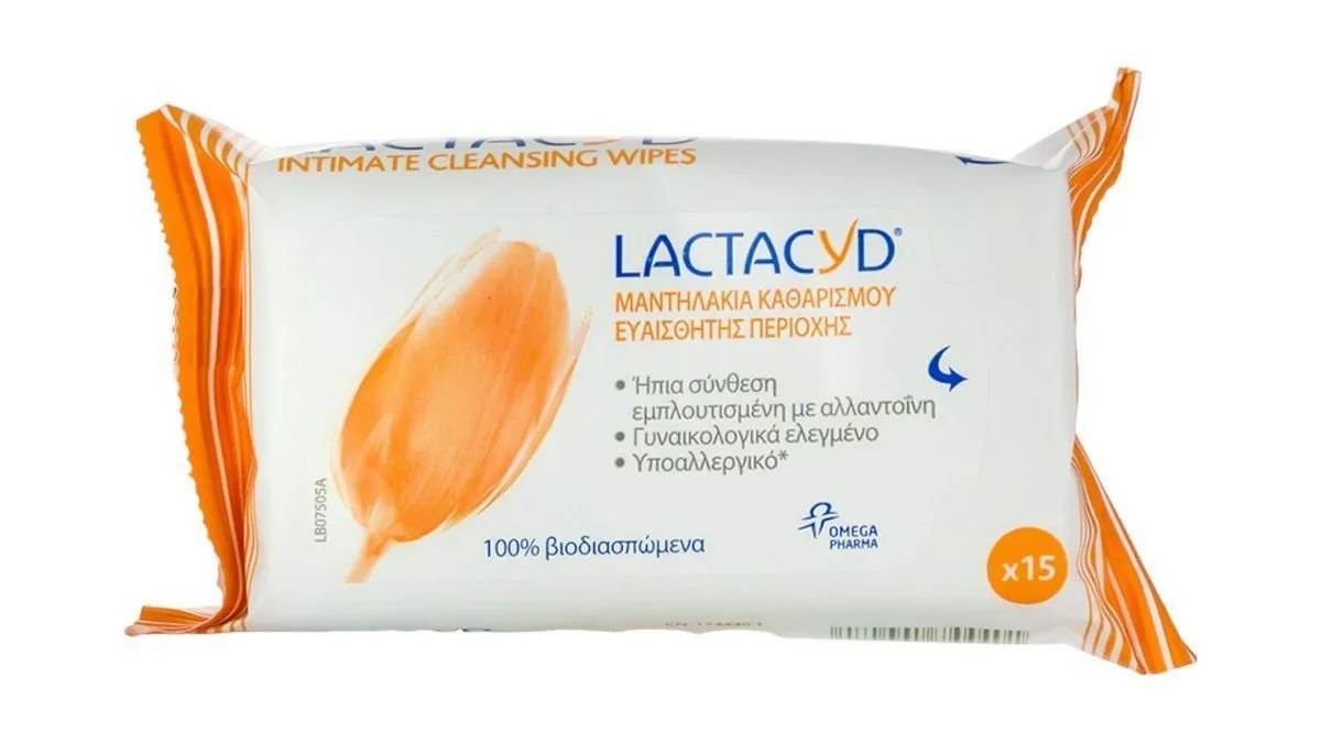 Lactacyd Intimate Wipes Μαντηλάκια Καθαρισμού Ευαίσθητης Περιοχής 15Pcs