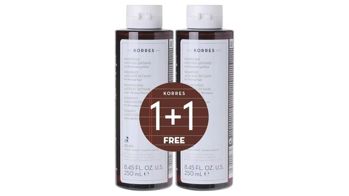 Korres Shampoo για Κανονικά Μαλλιά Αλόη & Δίκταμο 250ml 1+1 Δώρο