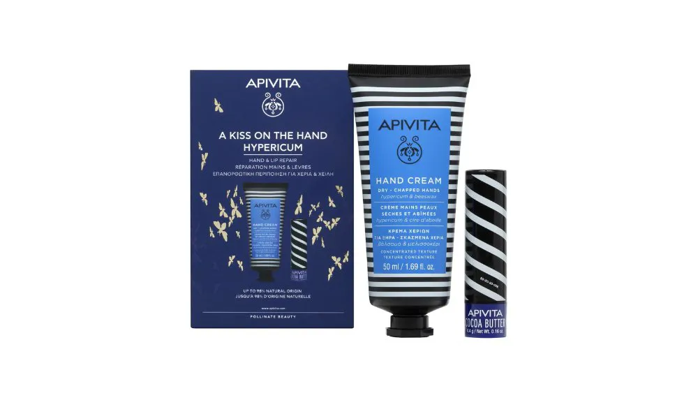 Apivita A Kiss On The Hand Promo Κρέμα Χεριών Hypericum 50ml & Lip Care Cocoa Bu