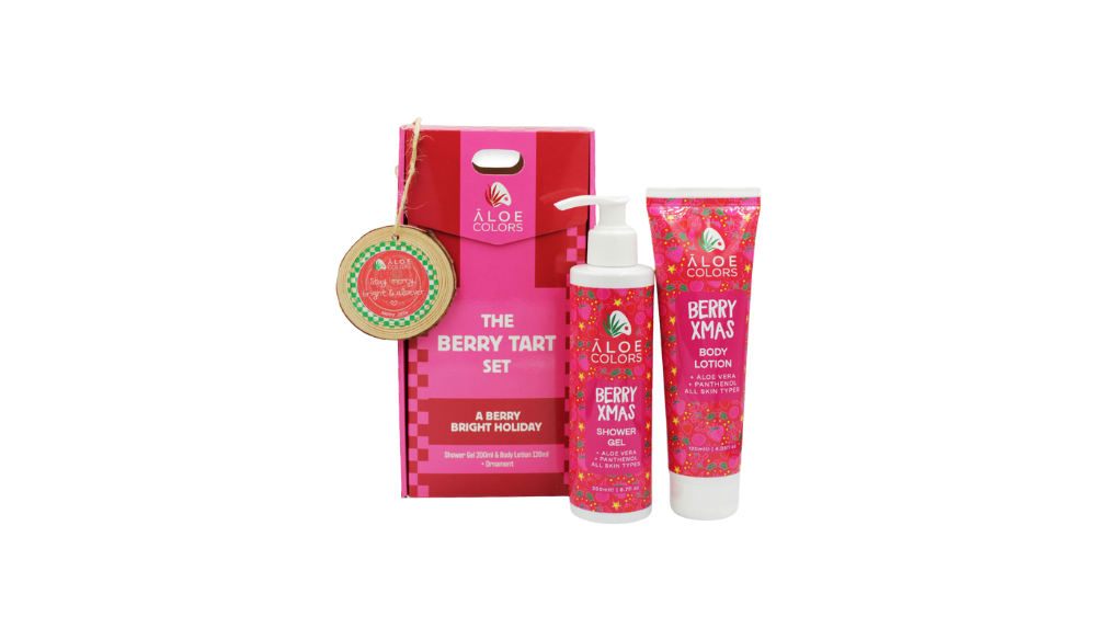 ALOE + COLORS BERRY TART SET SHOWER GEL & BODY LOTION & ORNAMENT