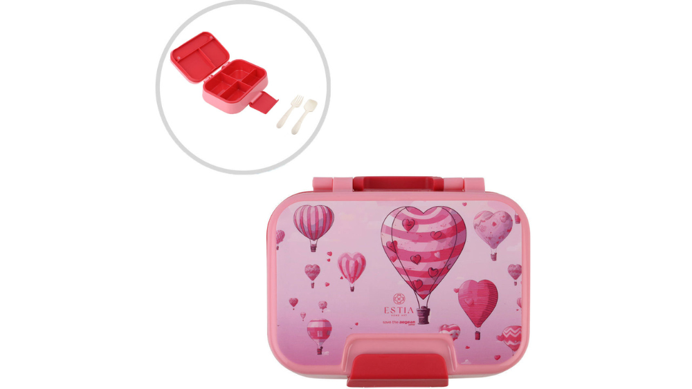 Estia Φαγητοδοχείο 2 Επιπέδων Με Χωρίσματα & Κουτάλι & Πιρούνι Love Ascend