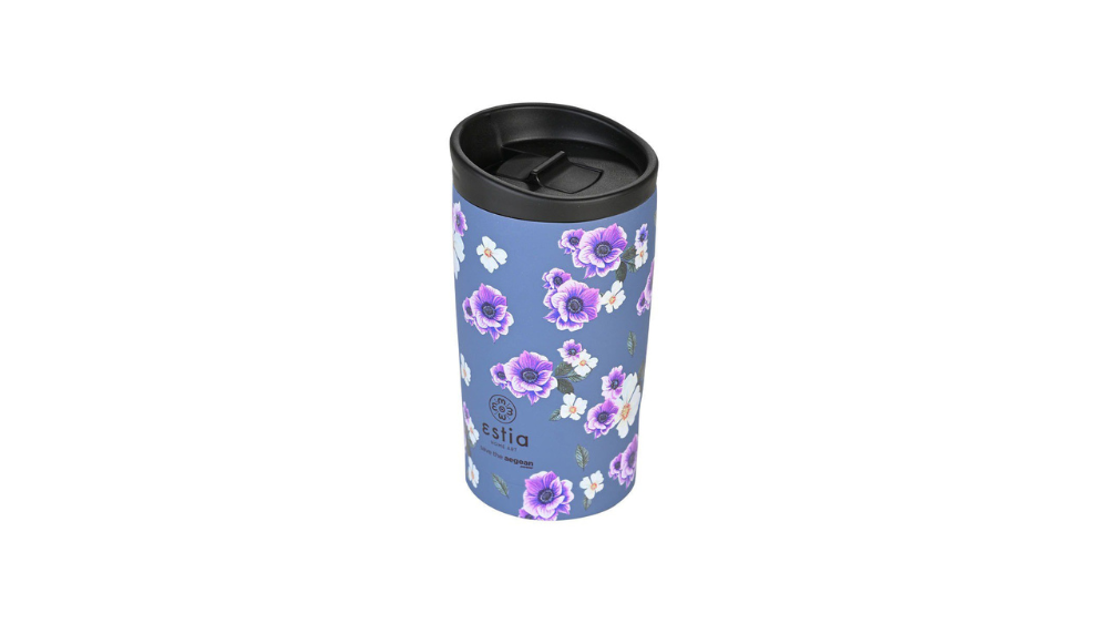Estia Travel Mug 350ml Garden Blue Ποτήρι Θερμός Ανοξείδωτο