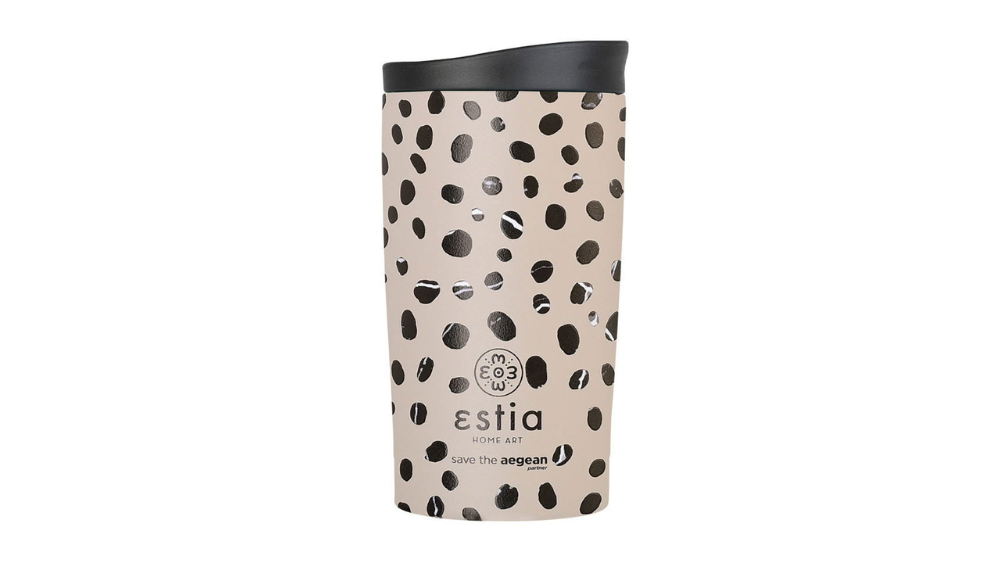 Estia Travel Mug 350ml Leopard Taupe Ποτήρι Θερμός Ανοξείδωτο