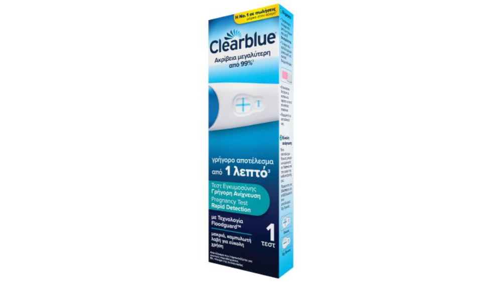Clearblue Τεστ Εγκυμοσύνης Γρήγορη Ανίχνευση Αποτέλεσμα μόλις σε 1 λεπτό 1τμχ
