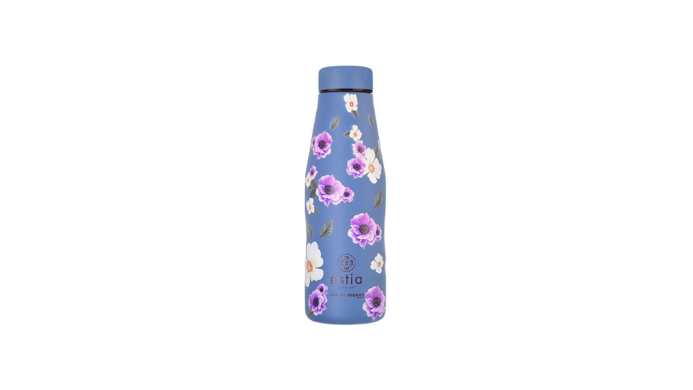 EstiaTravel Flask 500ml Garden Blue Μπουκάλι Θερμός Ανοξείδωτο