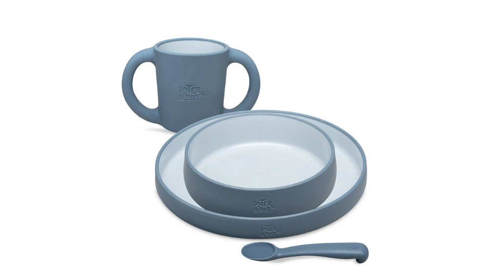 Interbaby Παιδικό Σετ Φαγητού Grey Blue
