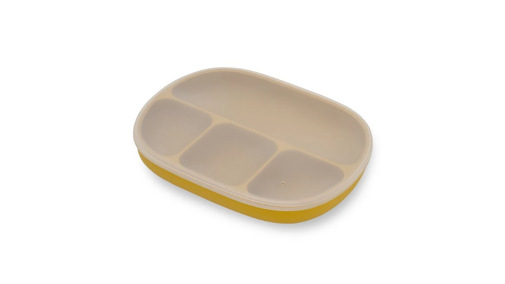 Interbaby Αντιολισθητικό Πιάτο Σιλικόνης Με Θήκες Και Καπάκι Orange