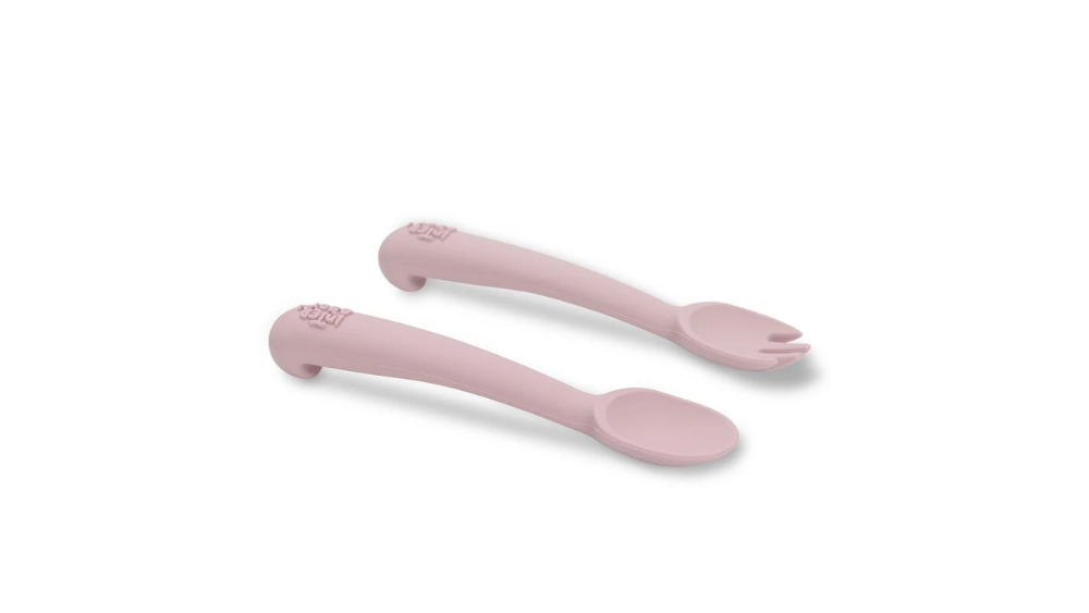 Interbaby Σετ Κουτάλι- Πιρούνι Σιλικόνης Pink