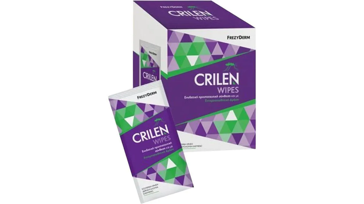 Frezyderm Crilen Wipes Ενυδατικά Εντομοαπωθητικά Μαντηλάκια σε Ατομικά Φακελάκια 20 τμχ
